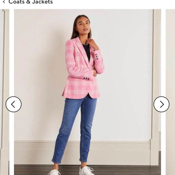 Boden Women's Atkins British Tweed Blazer - Pink Check - Picture 4 of 5